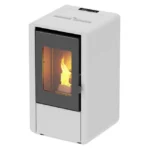 Belüfteter Pelletofen „Petit“ mit 6 kW für moderne Innenräume, Höhe 77 cm / Weiß